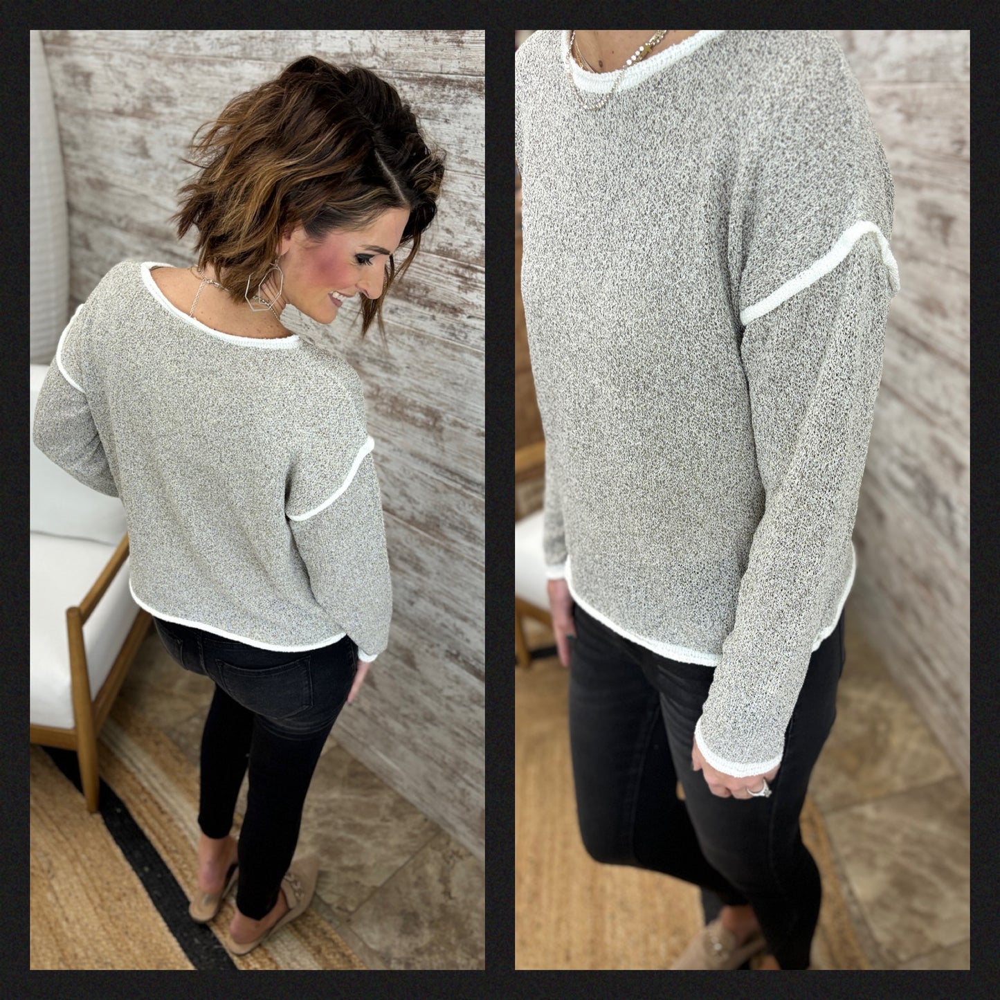 Heather Grey Boat Neck Pullover