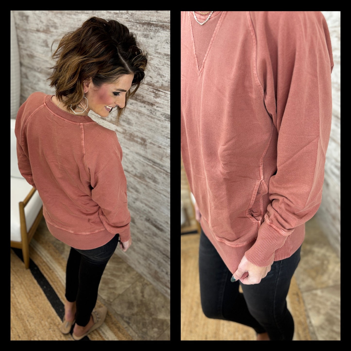 Pigment Dyed French Terry Pullover With Pockets