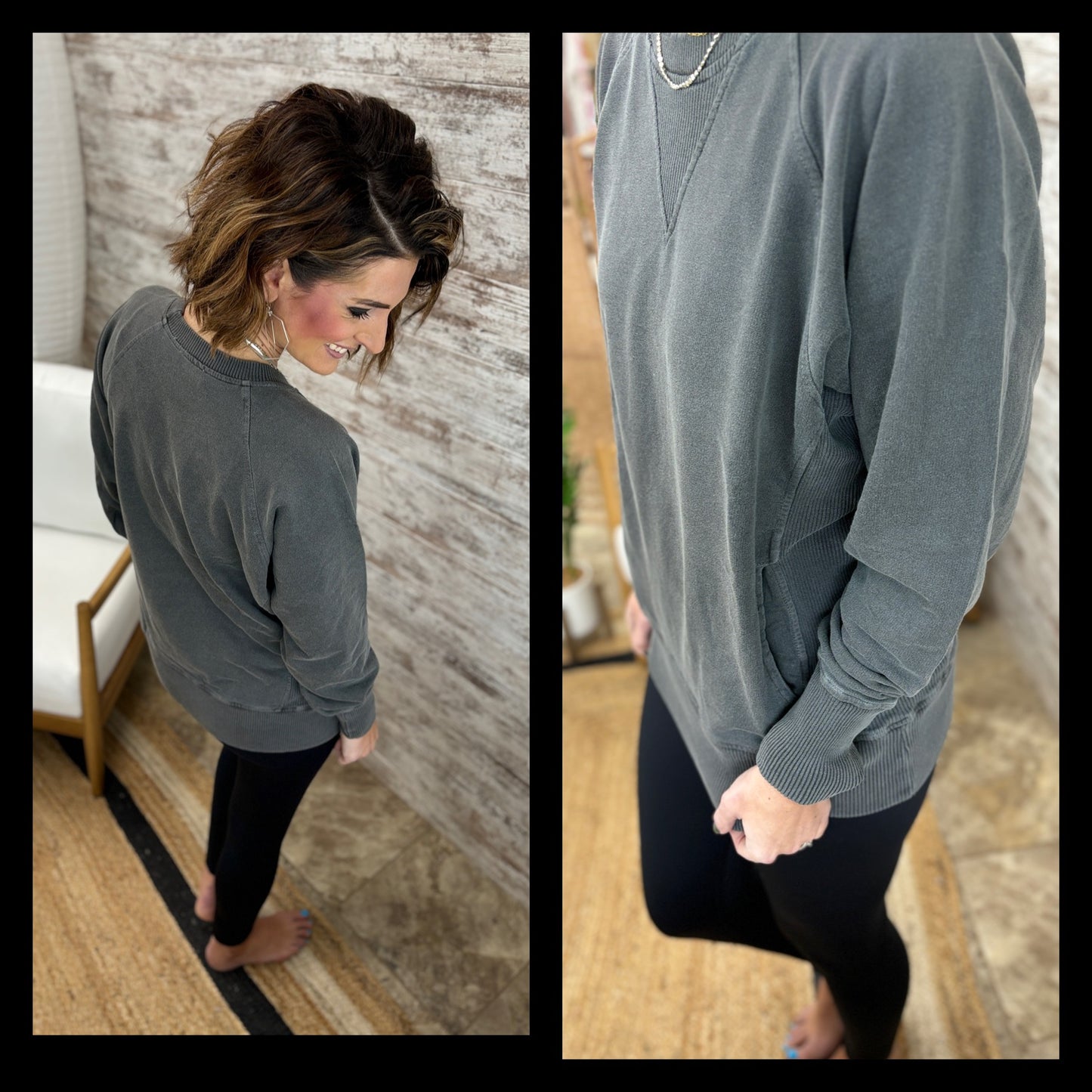 Pigment Dyed French Terry Pullover With Pockets