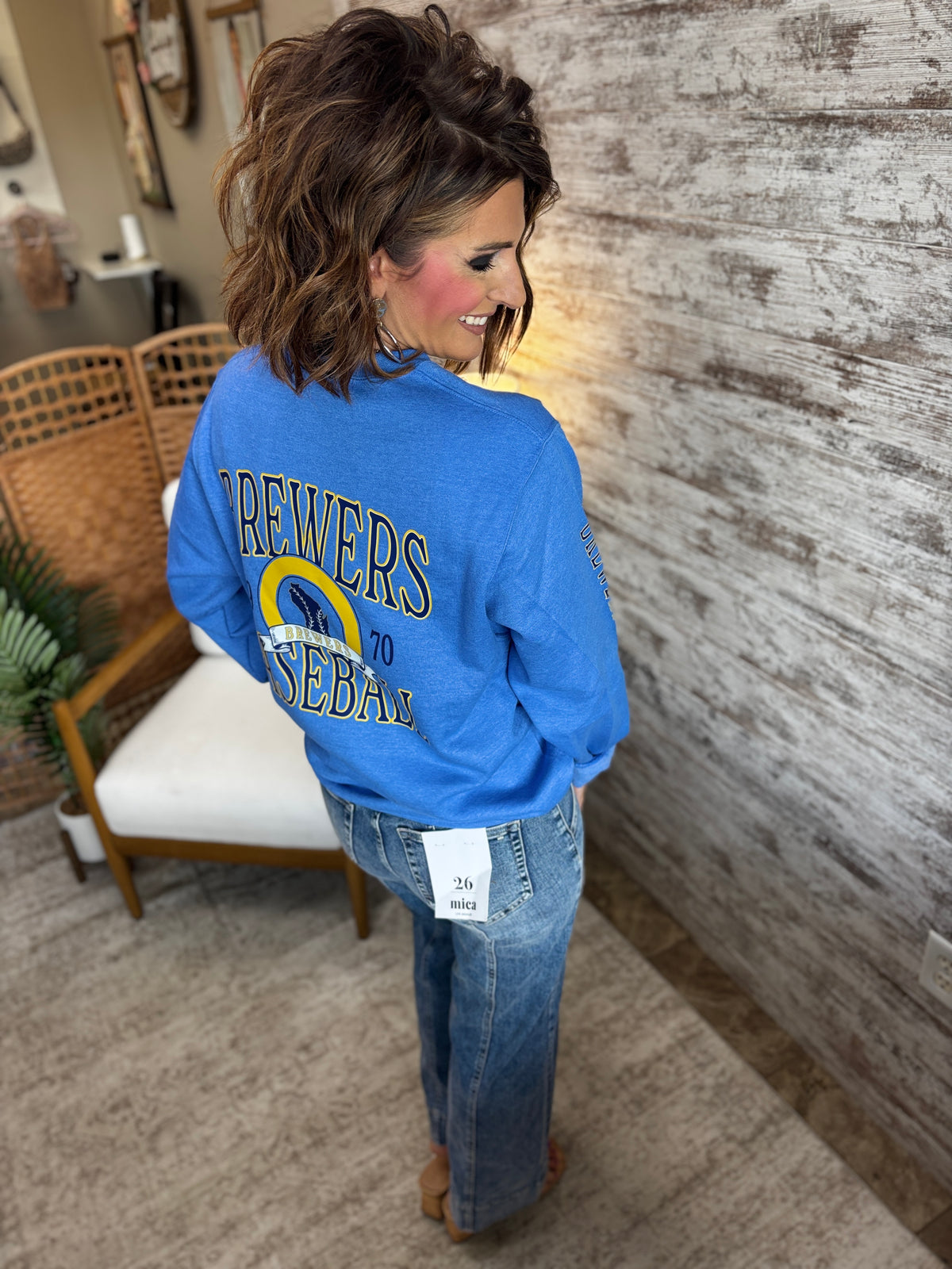 Brewers Baseball Port & Company Heather Royal Crew~ Unisex