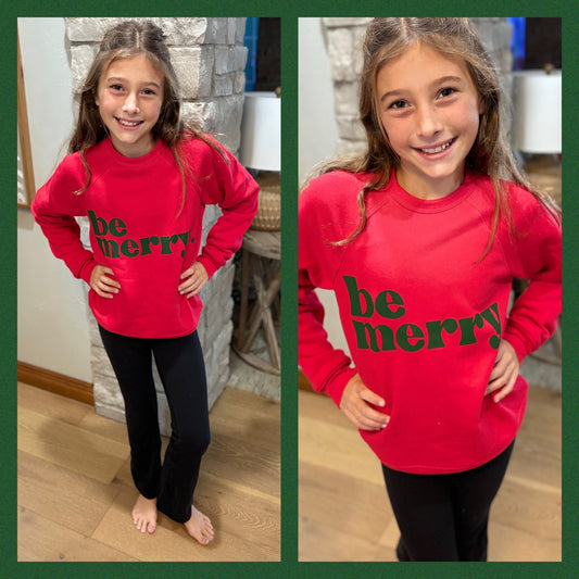 Be Merry Youth Red Bella Crewneck