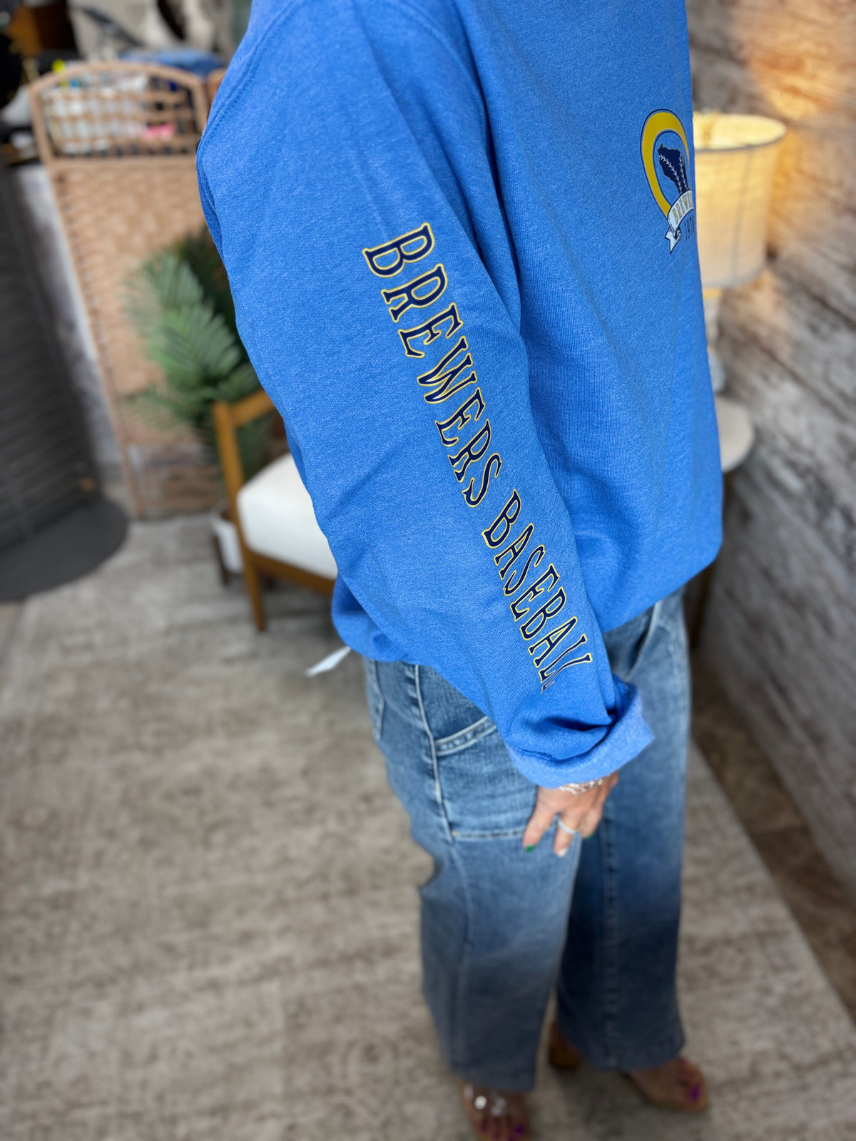 Brewers Baseball Port & Company Heather Royal Crew~ Unisex