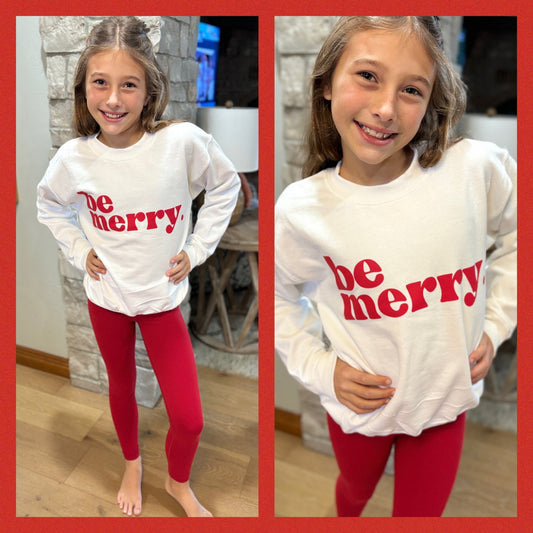 Be Merry Youth White Crewneck