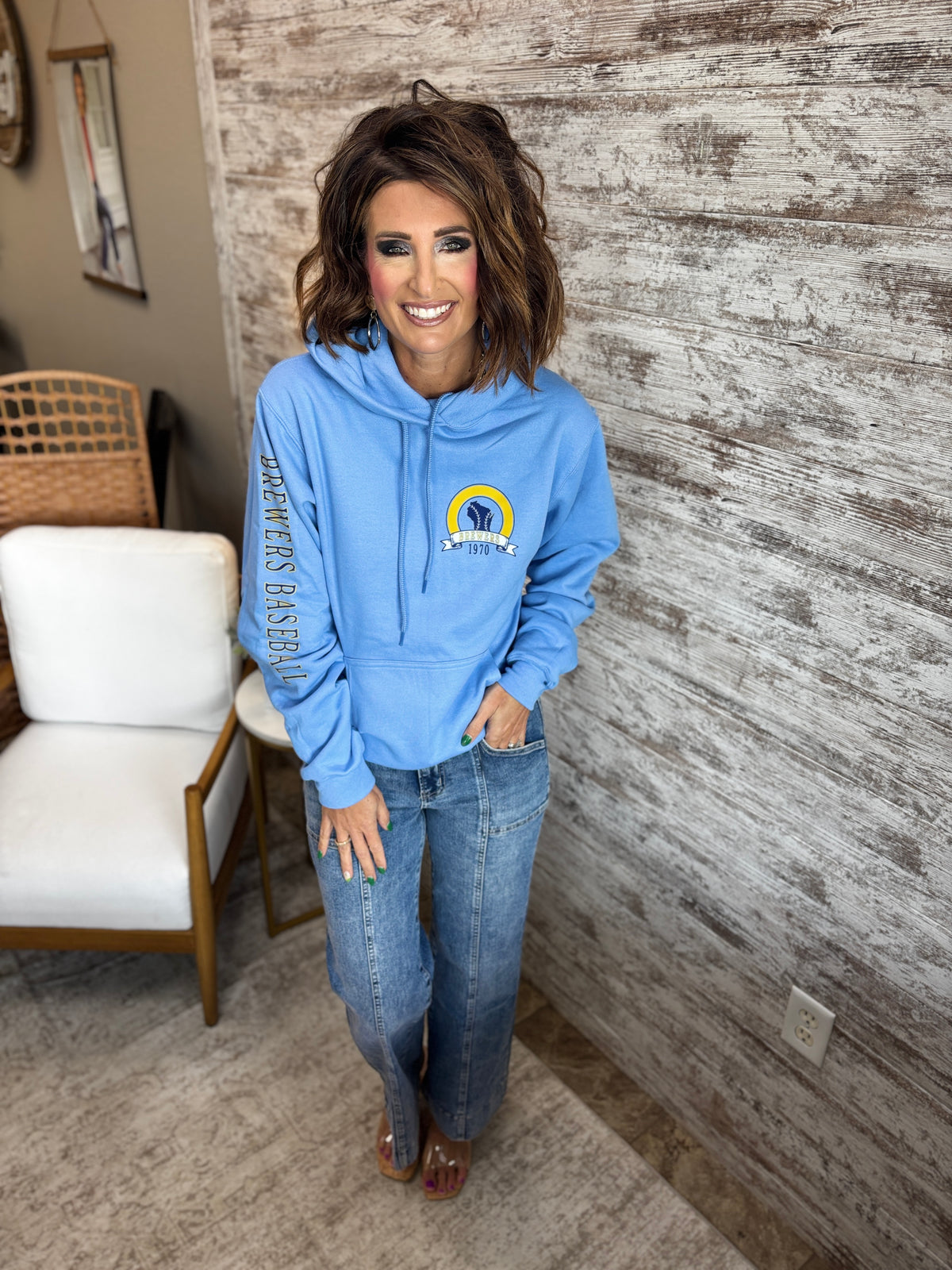 Brewers Baseball Carolina Blue Port & Company Hoodie~Unisex
