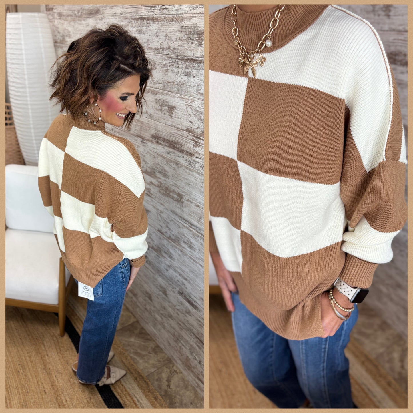 Latte Combo Color Block Sweater