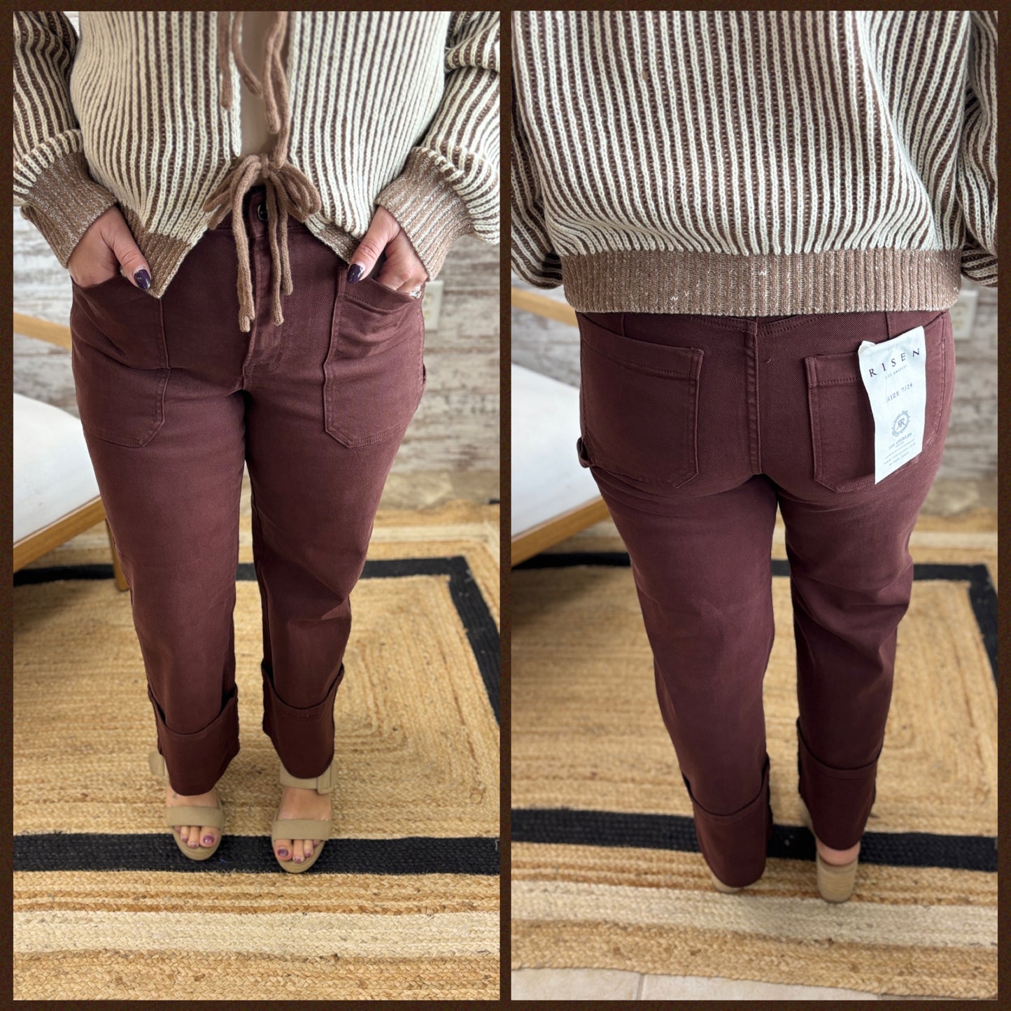 Risen Brown Wide Cuff Pants PW21122