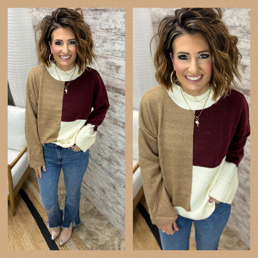 Rosewood Multi Coloblock Sweater