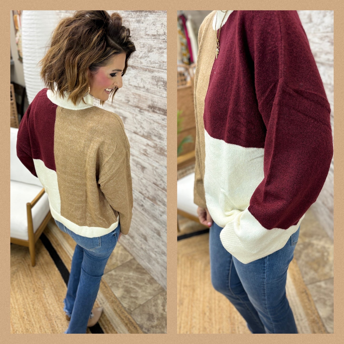 Rosewood Multi Coloblock Sweater