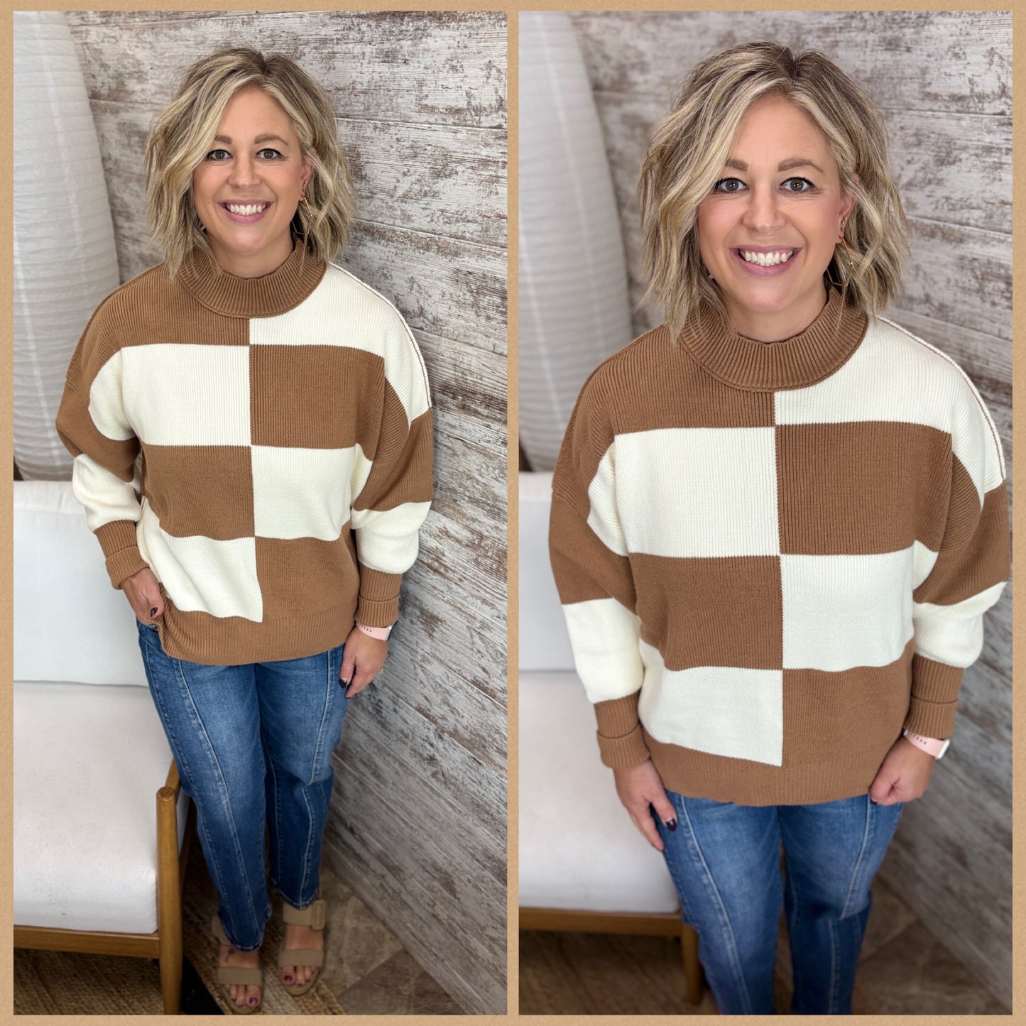 Latte Combo Color Block Sweater