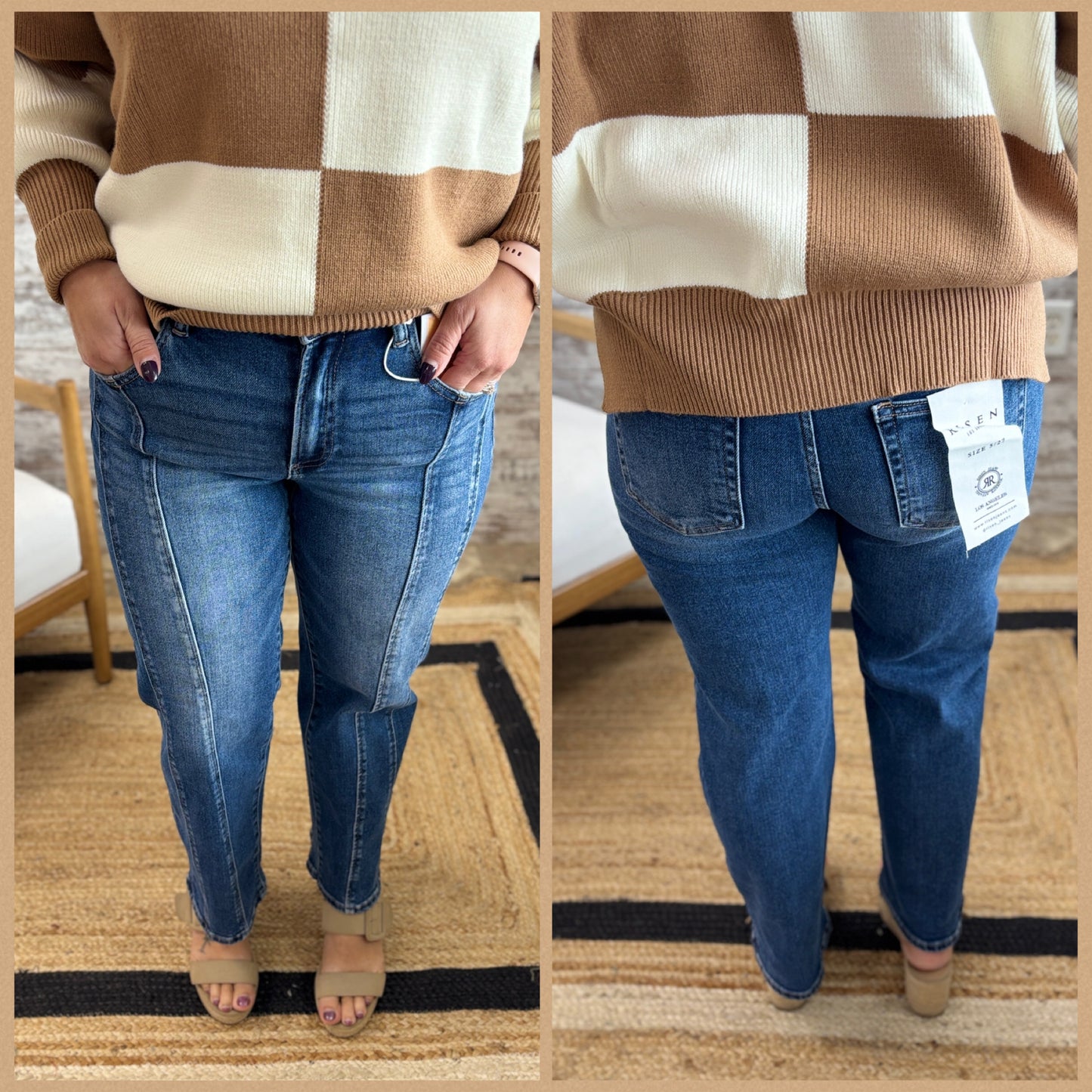 Risen Center Seam High Rise Crop Jeans PSC21394