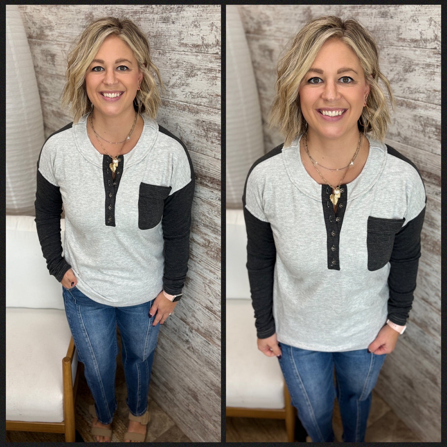 Soft Henley Long Sleeve ~ 2 Colors