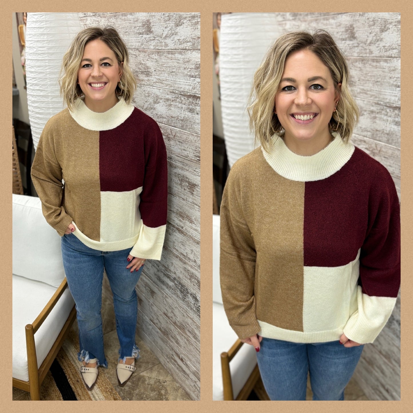 Rosewood Multi Coloblock Sweater