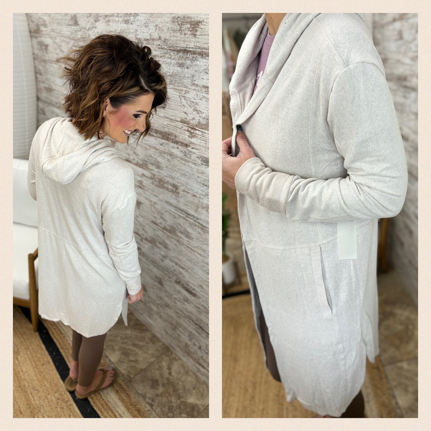 Taupe Open Front Cardigan