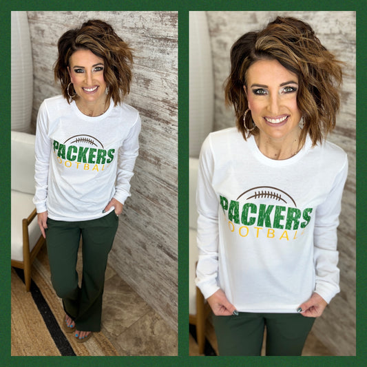 Packers Football White Bella Long Sleeve