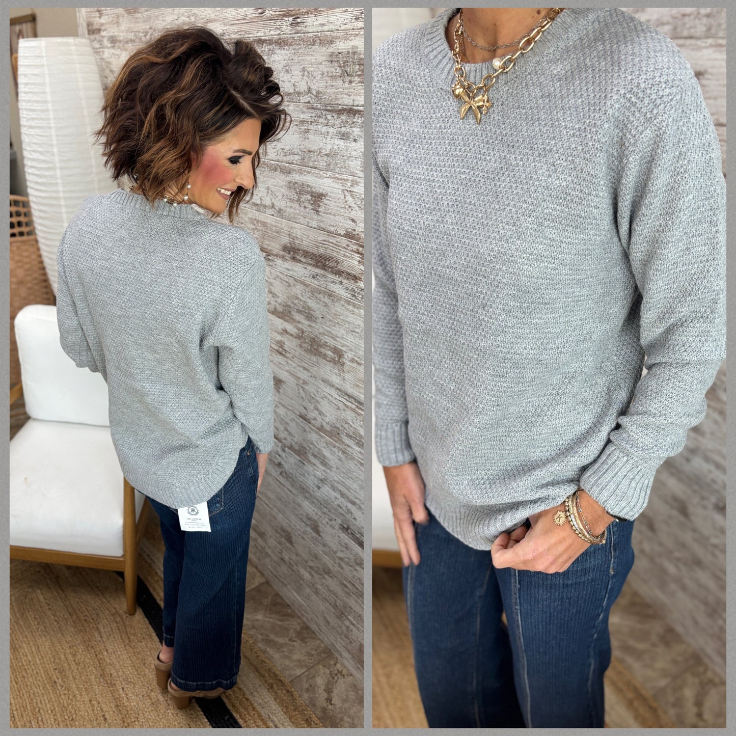 Heather Grey Round Neck Sweater