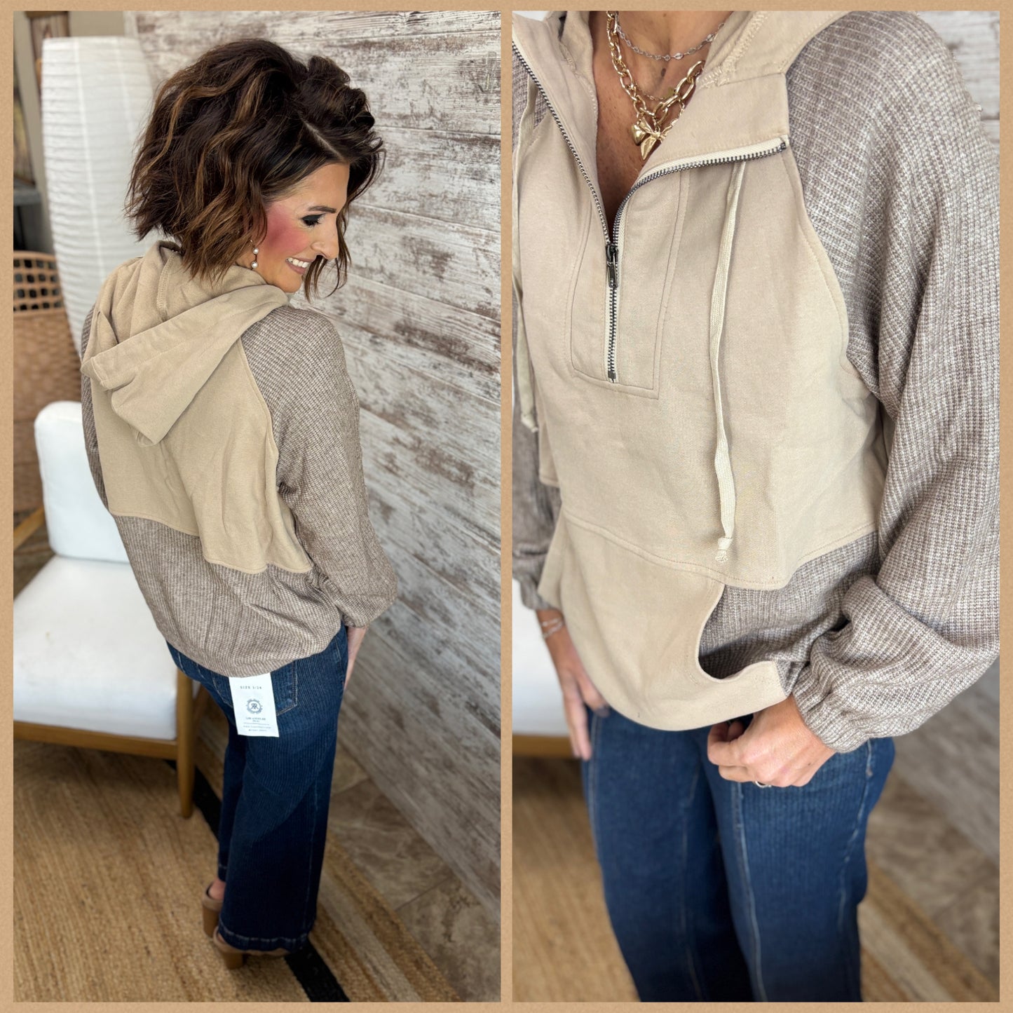 Soft Half Zip Hooded Top ~ 2 Colors
