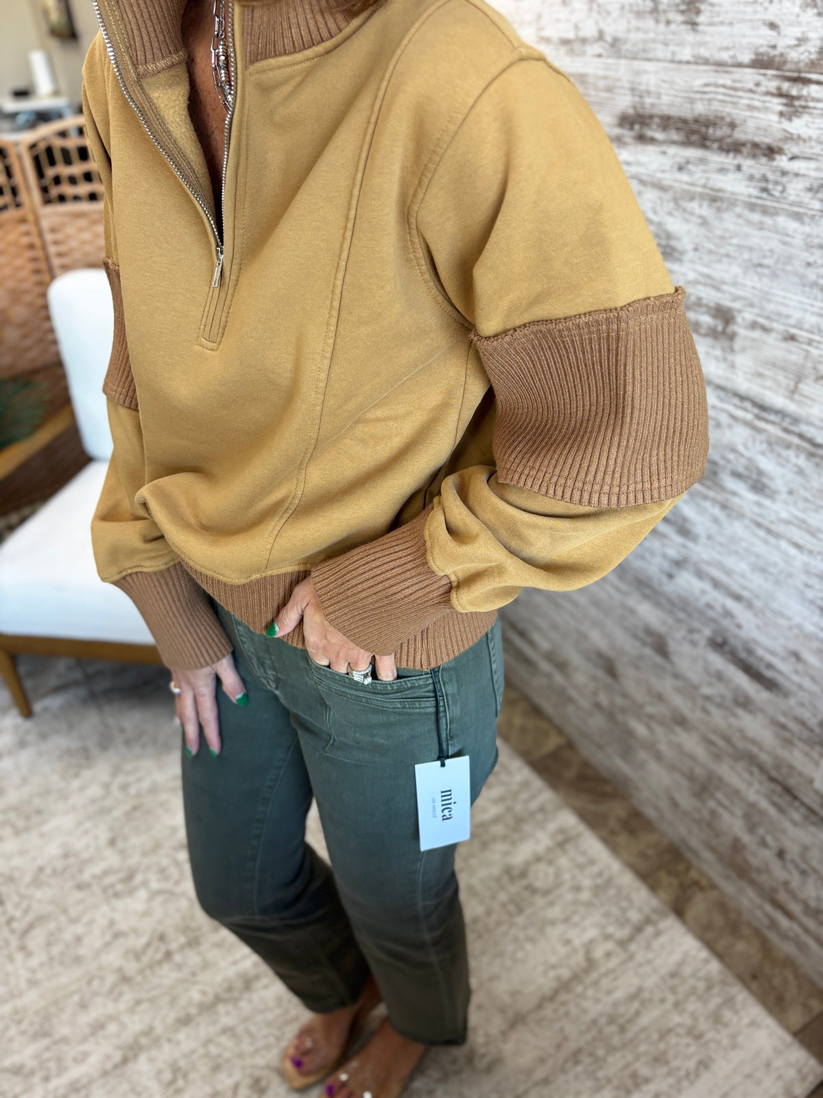 Sepia Half zip Brushed Terry Pullover