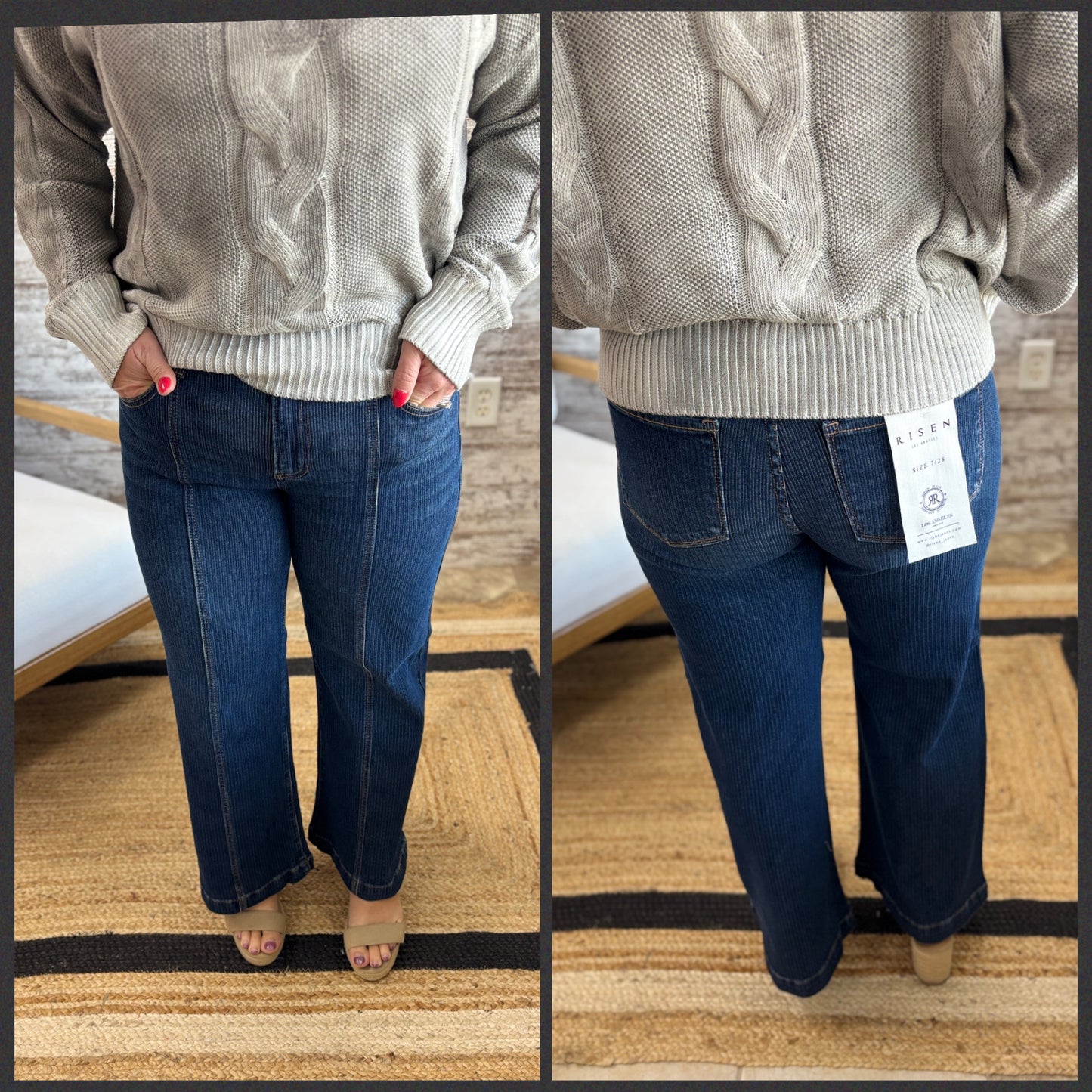 Risen Mid Rise Micro Ribbed Cropped Dark Pant PWC21302