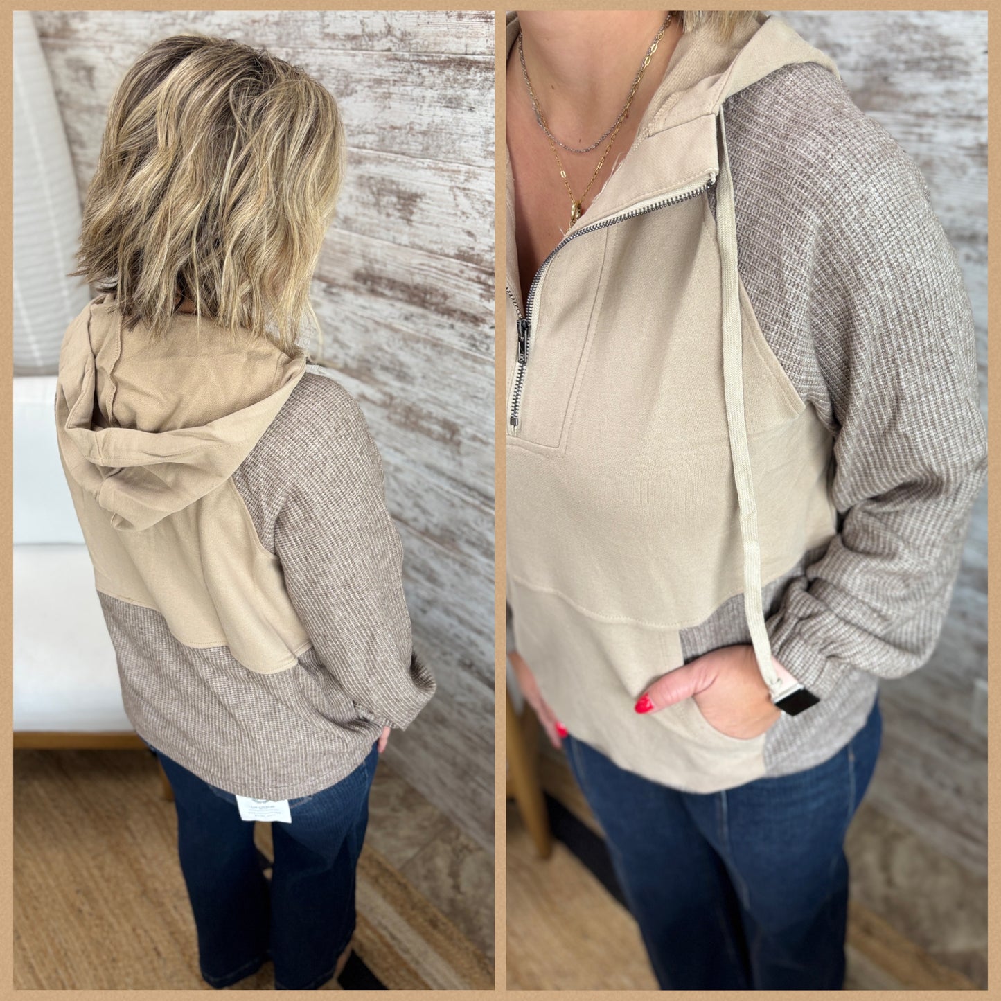 Soft Half Zip Hooded Top ~ 2 Colors