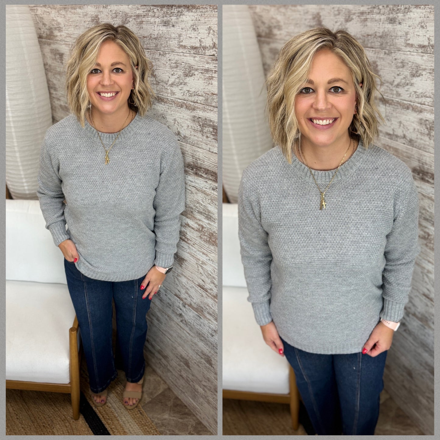 Heather Grey Round Neck Sweater
