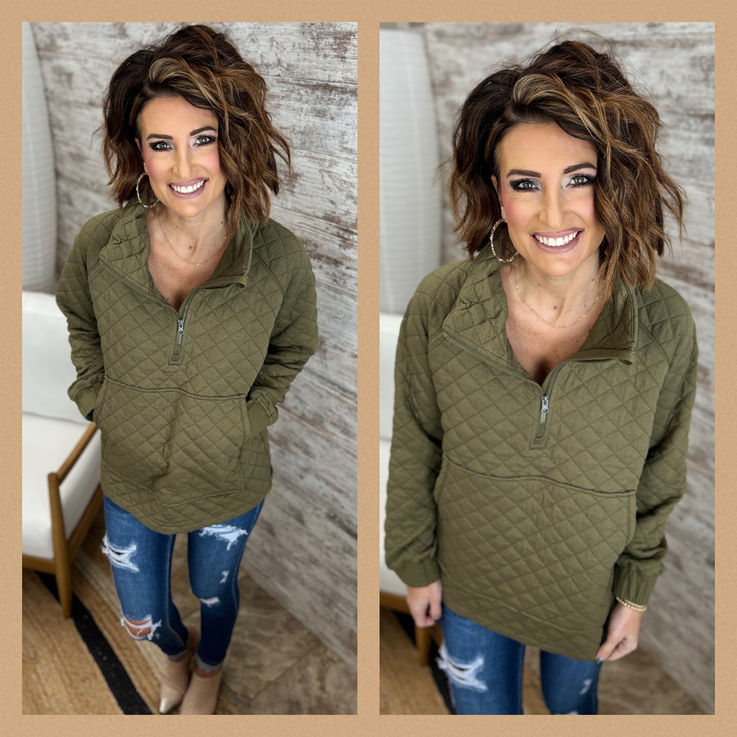 Ivy Green Cozy Quilted Pullover