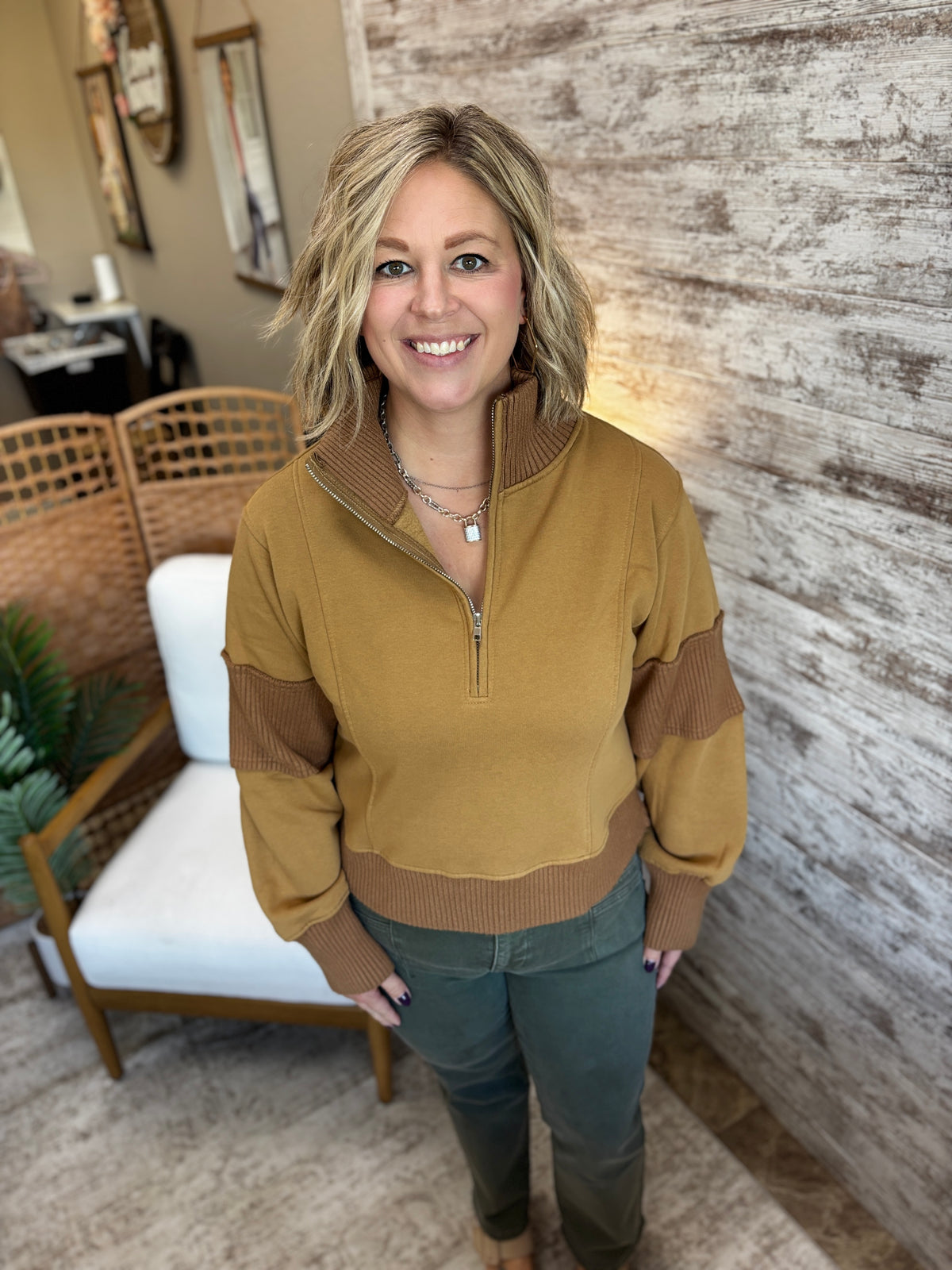 Sepia Half zip Brushed Terry Pullover