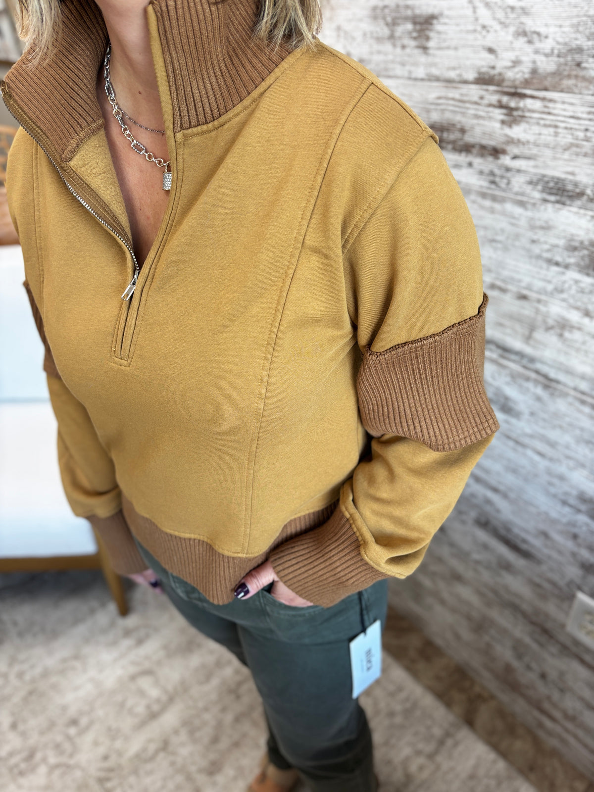 Sepia Half zip Brushed Terry Pullover