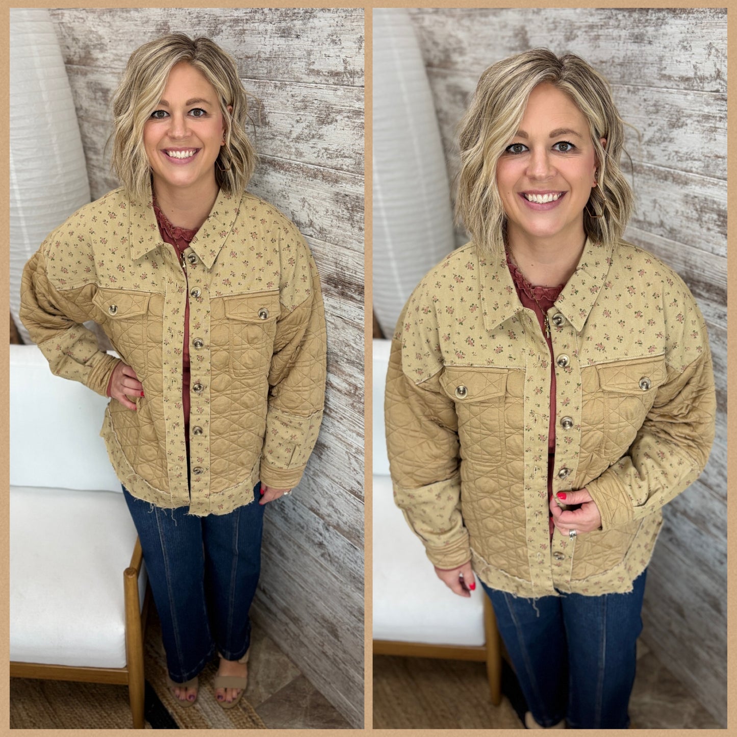 Mixed Floral Button Down Shacket