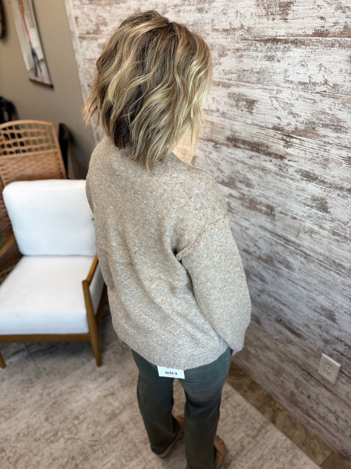 Oatmeal Mockneck Pullover Sweater