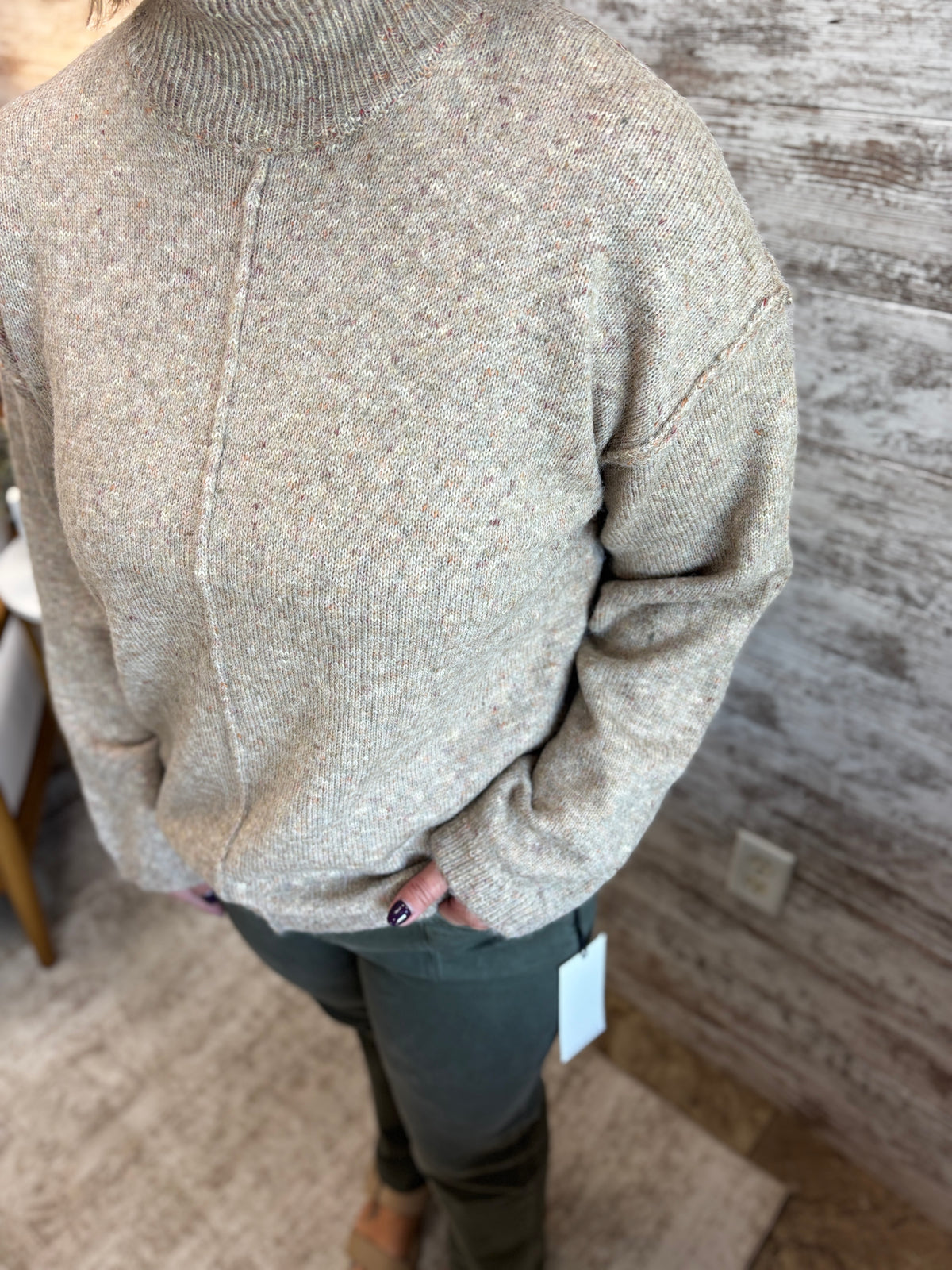 Oatmeal Mockneck Pullover Sweater