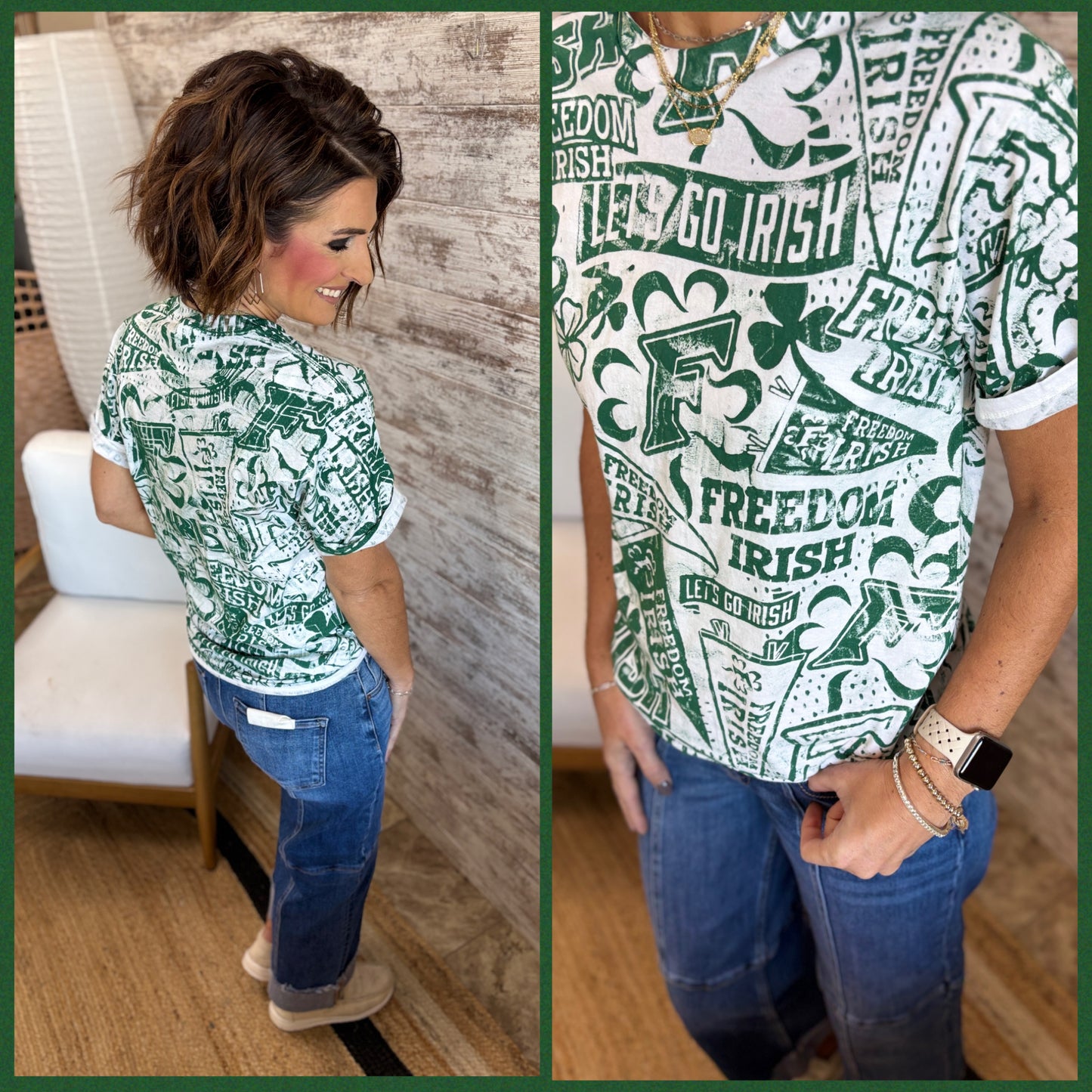 Freedom Irish Spirit Stained Tee ~ 3 Colors ~ ADULT