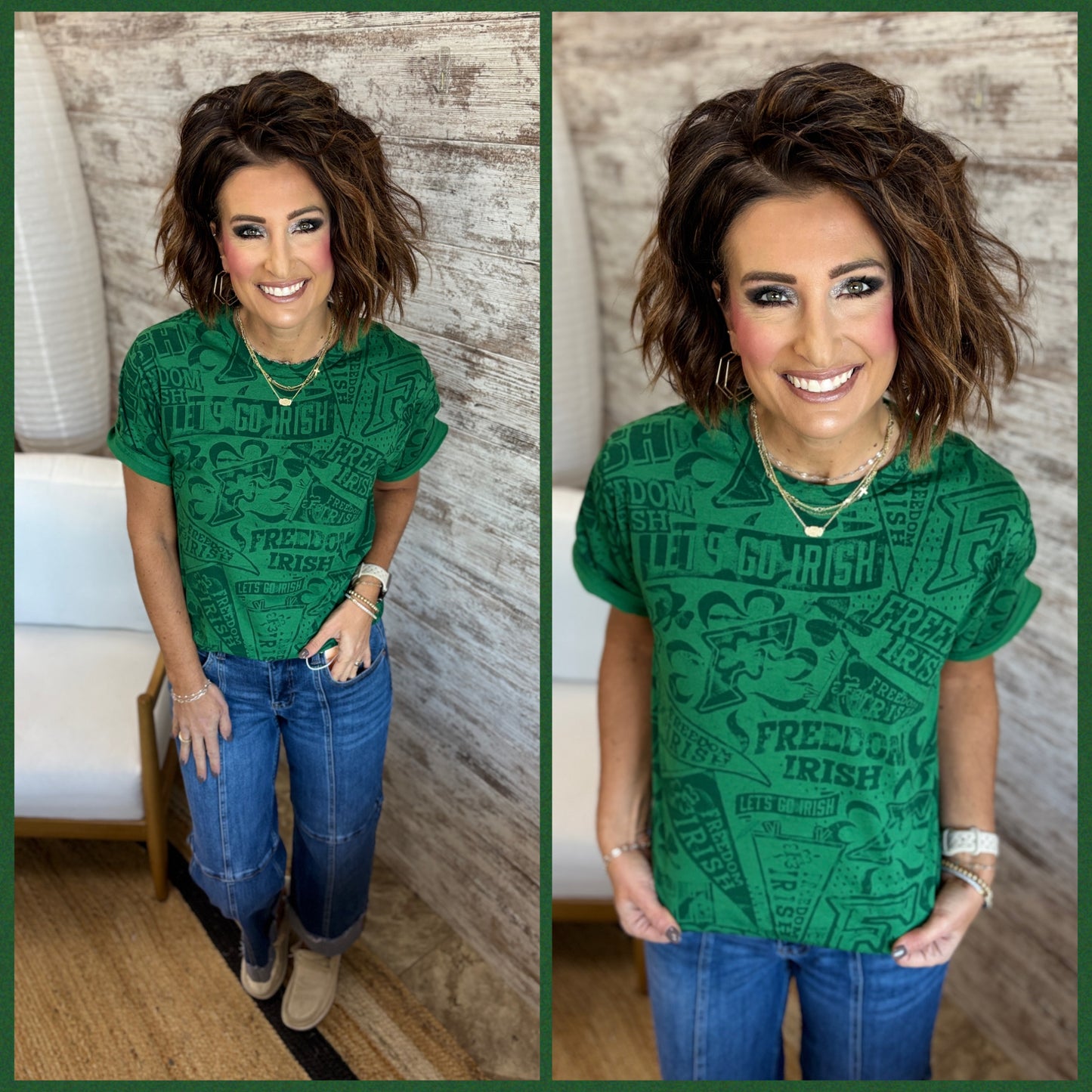 Freedom Irish Spirit Stained Tee ~ 3 Colors ~ ADULT