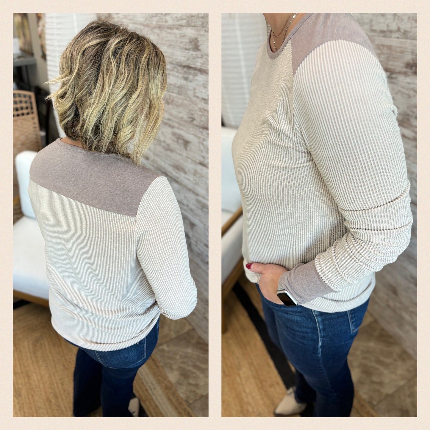 Taupe Stripe Long Sleeve Knit