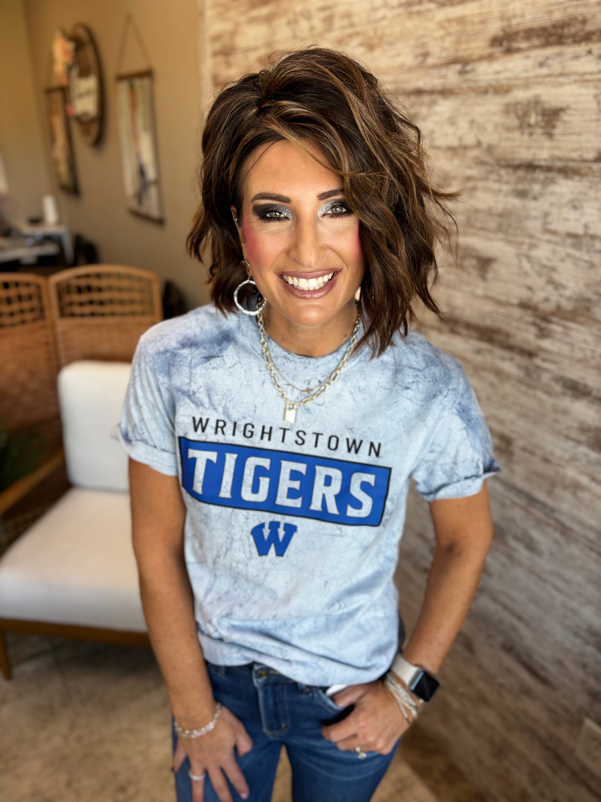 Wrightstown Tigers Comfort Colors Ocean Colorblast Tee~ Adult