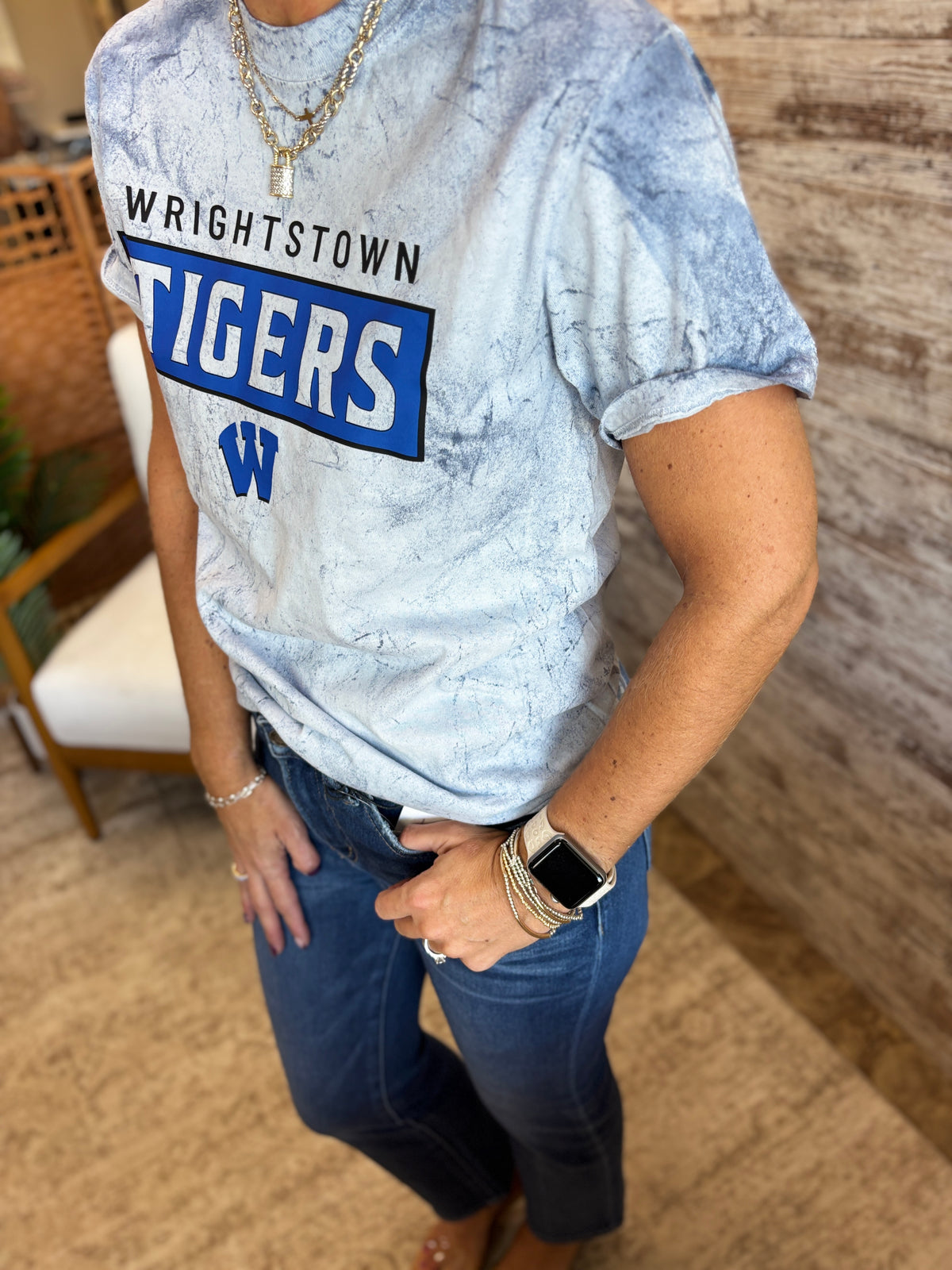 Wrightstown Tigers Comfort Colors Ocean Colorblast Tee~ Adult