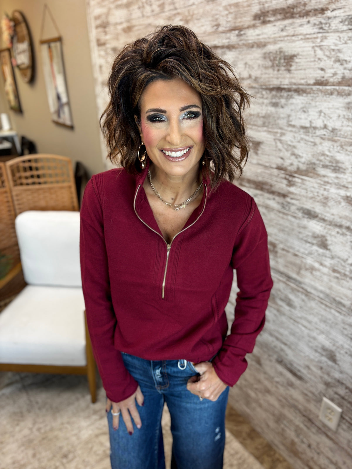 Burgundy Half Zip Pullover