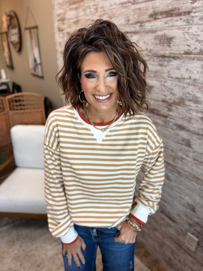 Camel Striped Pullover