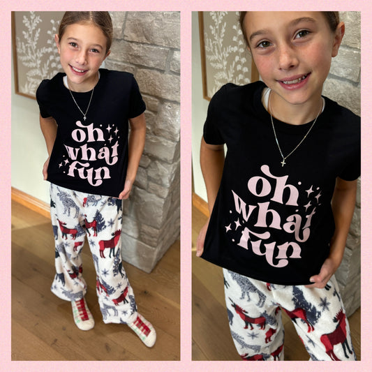 Oh What Fun Tee Pink Print *DOORBUSTER* Youth and Adult