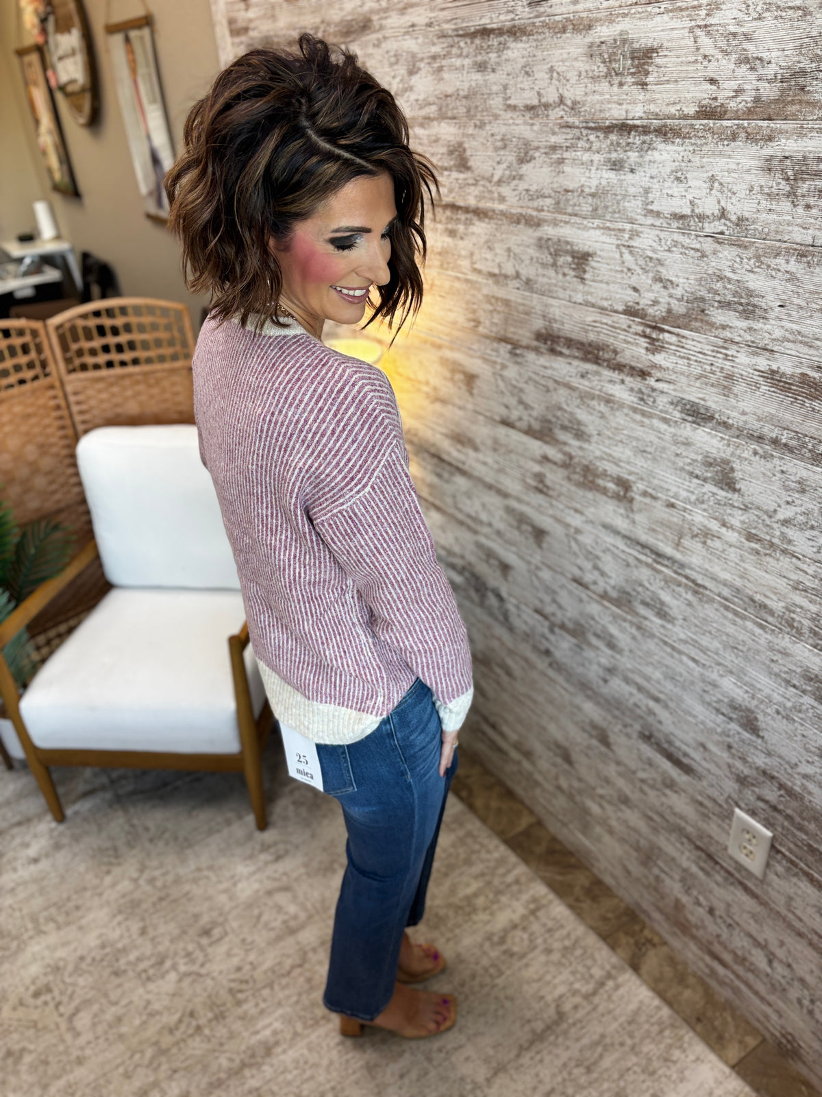 Berry Rib Textured Sweater
