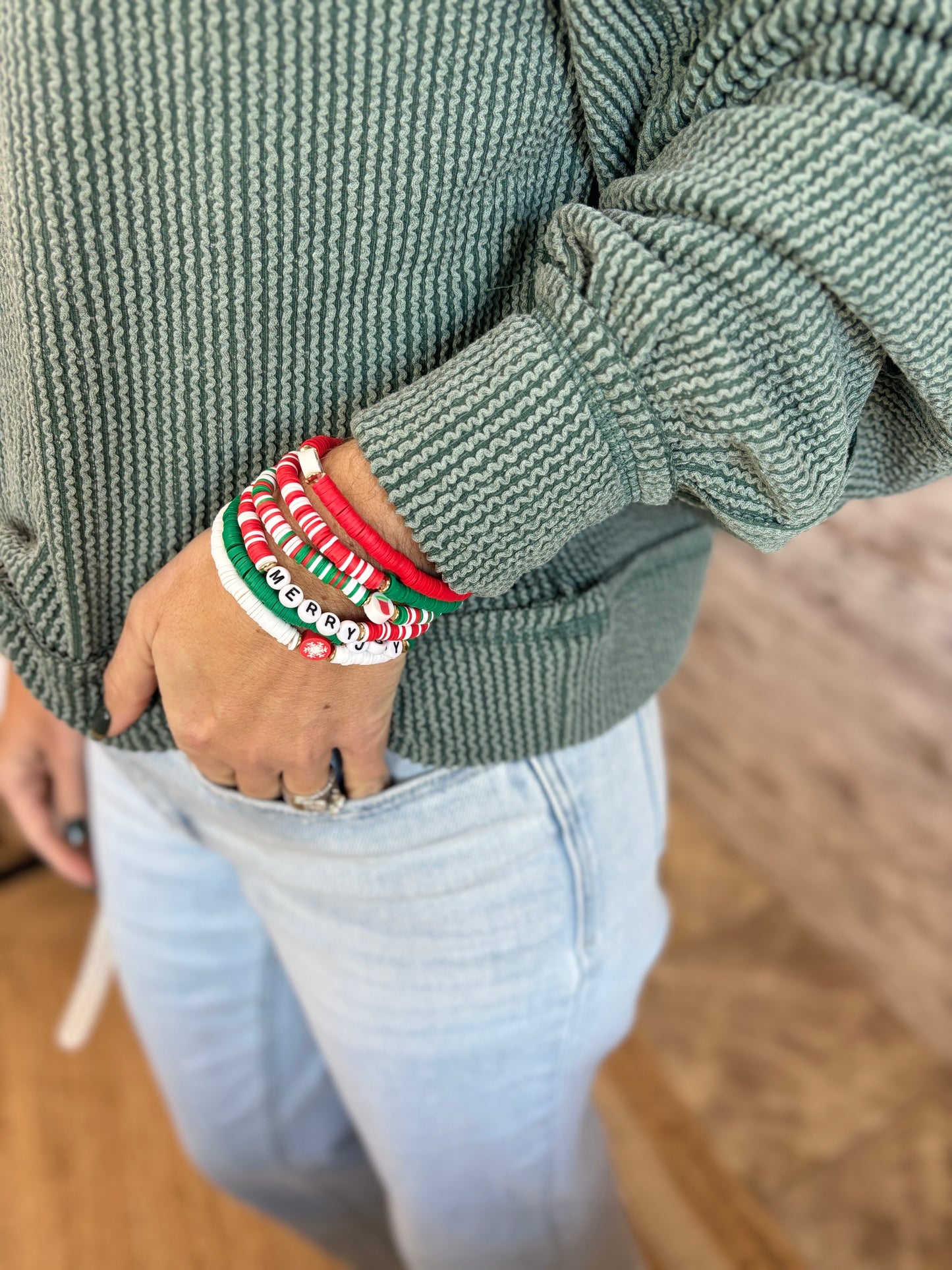 Christmas Gifts Polymer Clay Beaded Bracelet