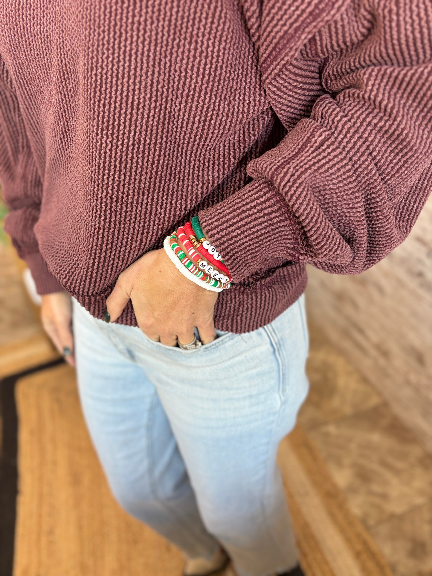 Christmas Jewelry Polymer Clay Beaded Bracelet