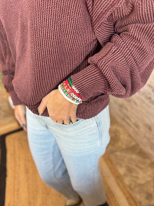 Christmas Jewelry Polymer Clay Beaded Bracelet