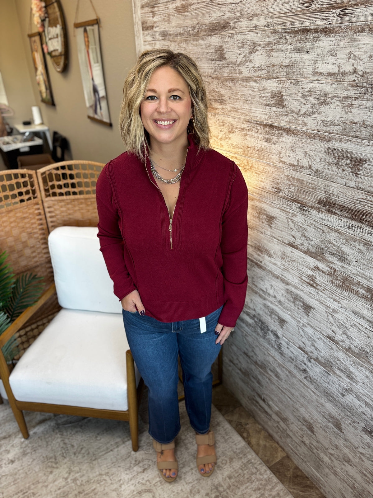Burgundy Half Zip Pullover