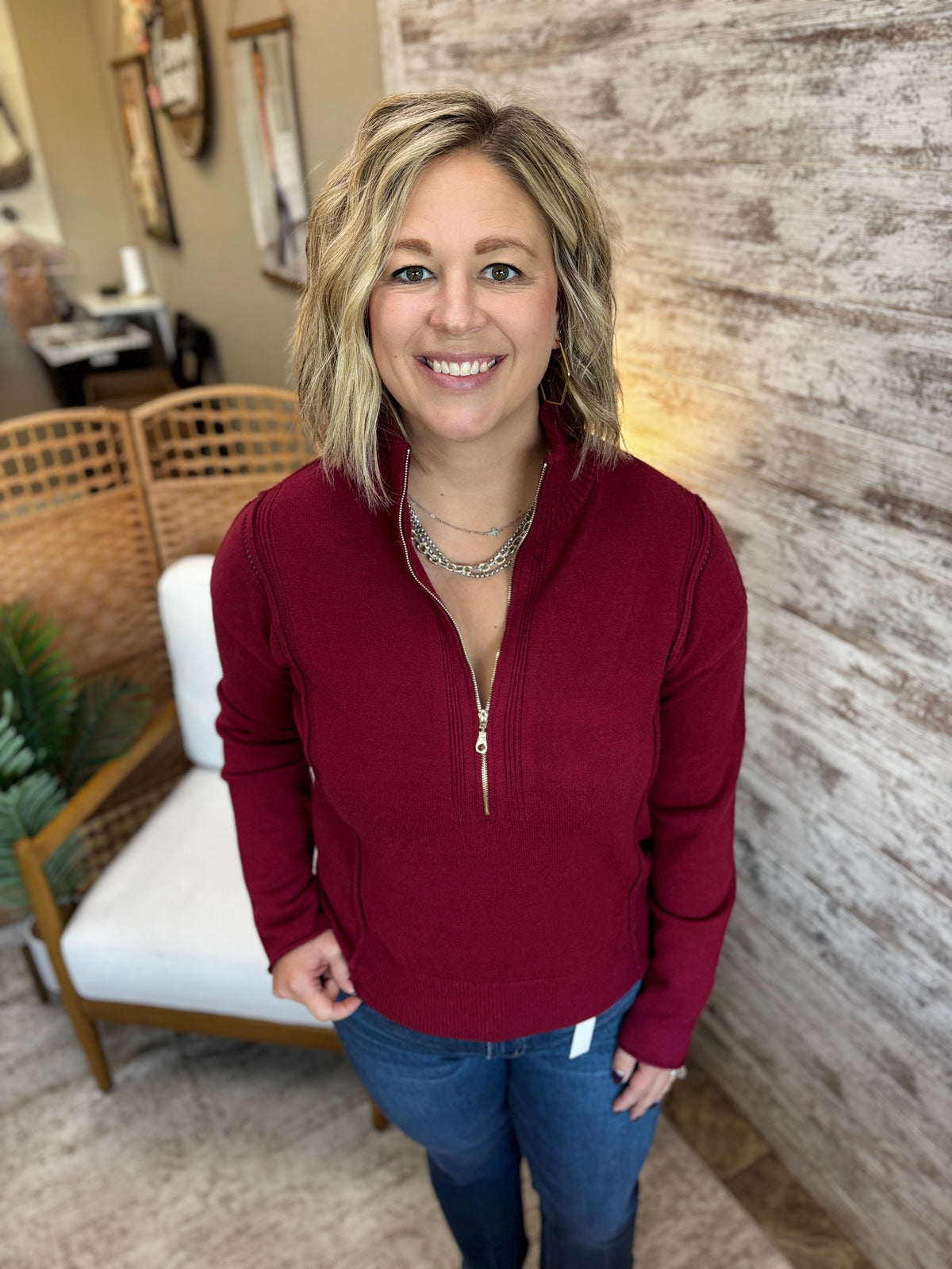 Burgundy Half Zip Pullover