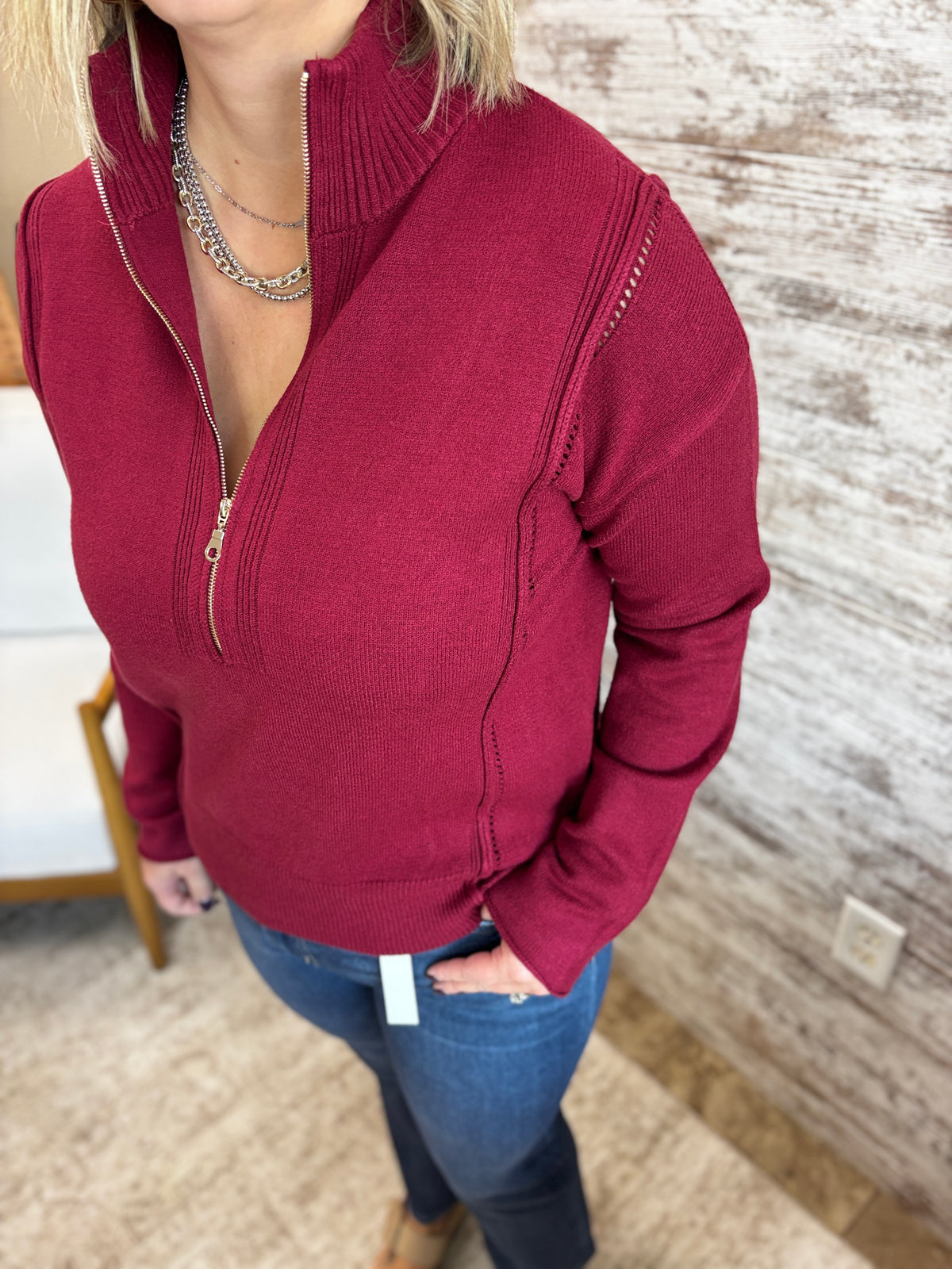 Burgundy Half Zip Pullover
