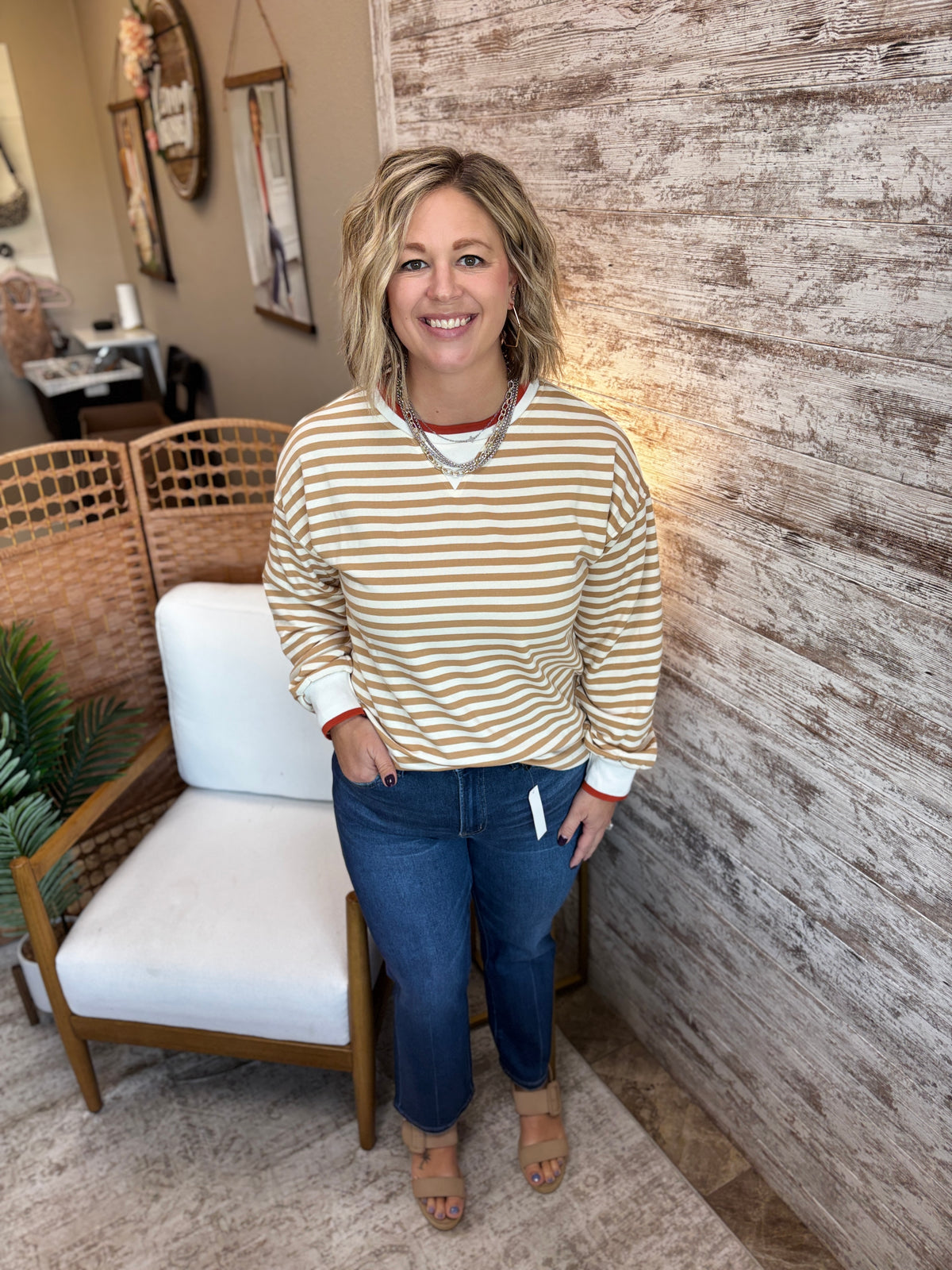 Camel Striped Pullover