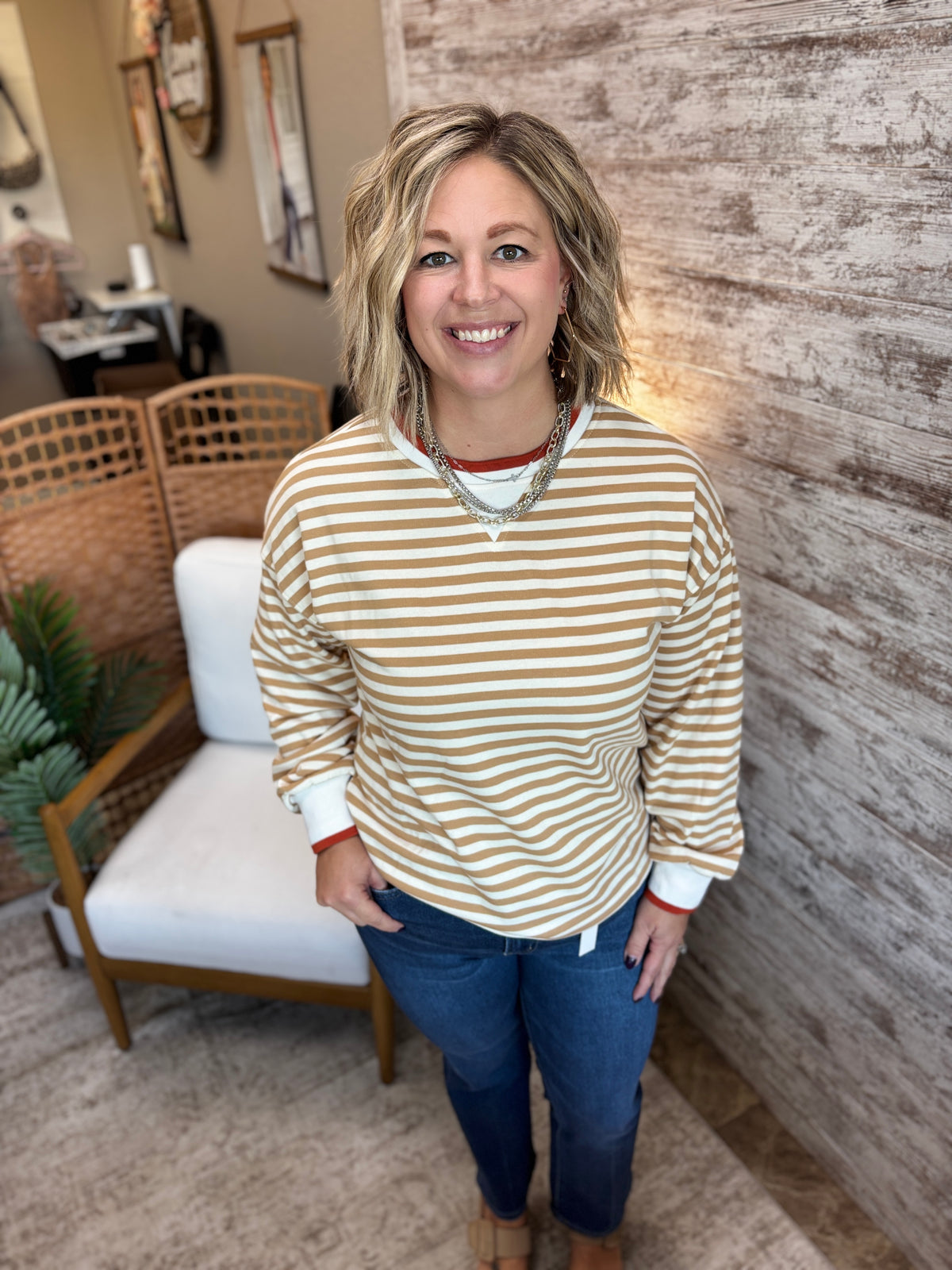 Camel Striped Pullover