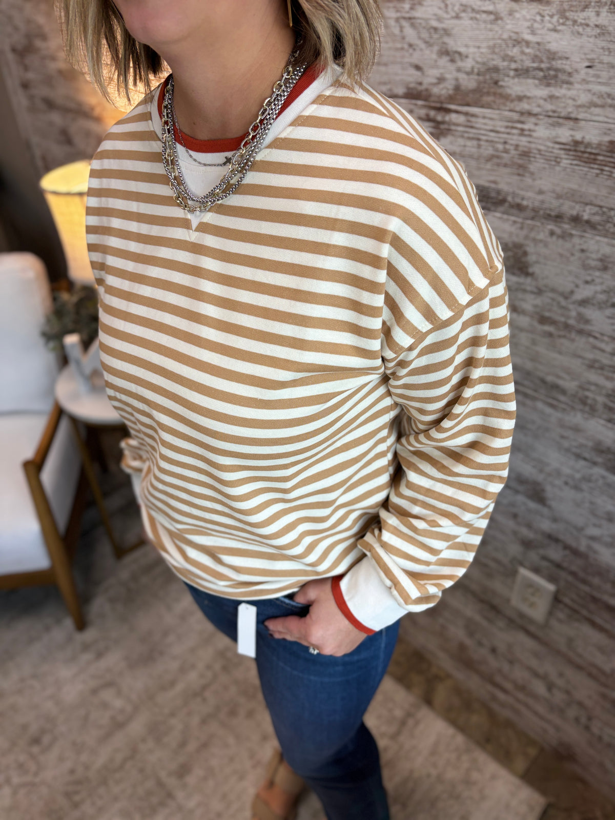 Camel Striped Pullover