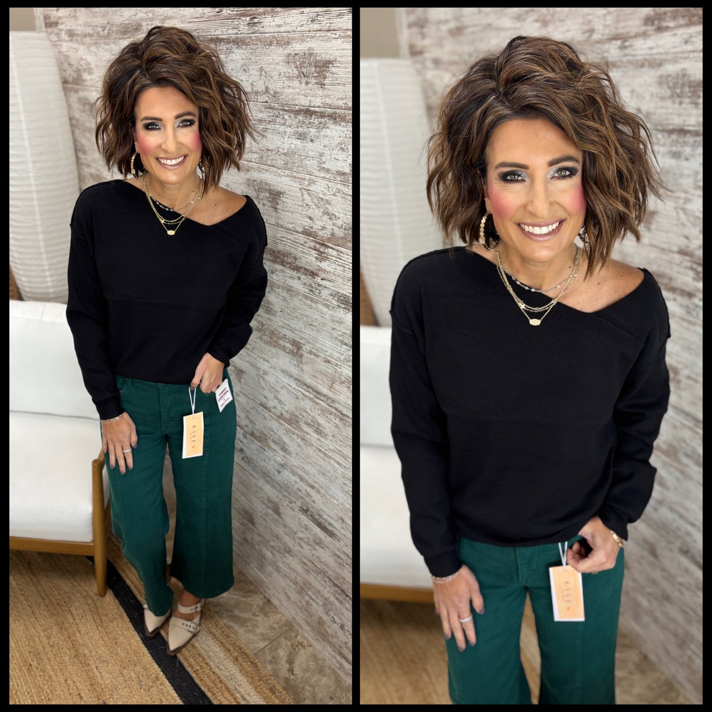 Asymmetrical Neck Sweater ~ 2 Colors