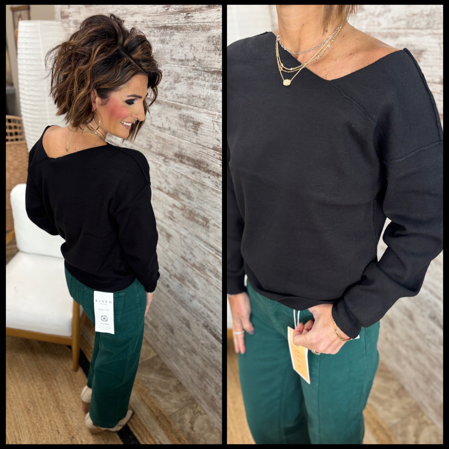 Asymmetrical Neck Sweater ~ 2 Colors